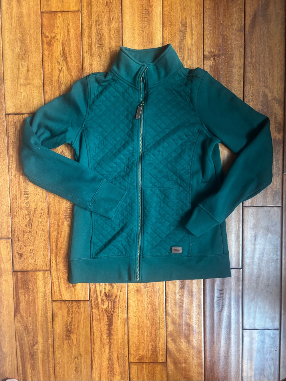 L.L. Bean Quilted Full-Zip Jacket in Teal Green